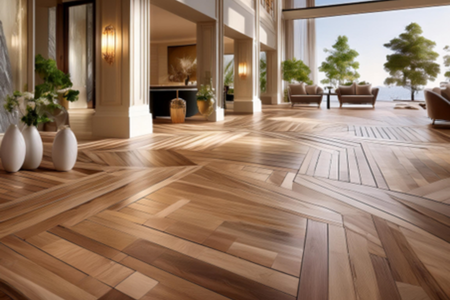 Frey and Son bold parquet flooring in a Florida new construction home